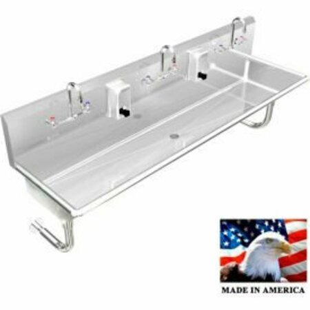 BEST SHEET METAL. BSM Inc. Stainless Steel Sink, 3 Station w/Manual Faucets, Round Legs 72"L X 20"W X 8"D 032M72208R